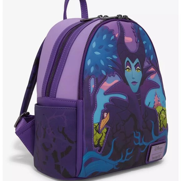 Loungefly Disney Maleficent Mini Backpack Sleeping Beauty Villain Diablo Bag New - Picture 2 of 4